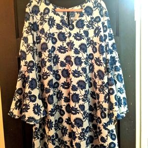 New York and Company White Dress with Blue Flowers